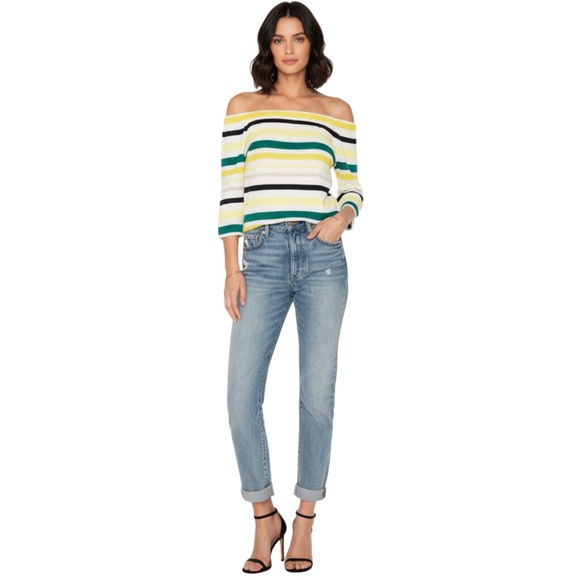 1 State Cold Shoulder Striped Top - Picture 1 of 5